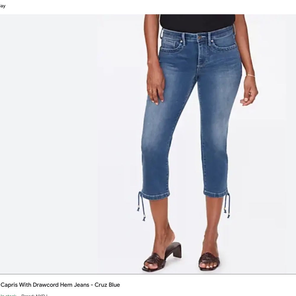 NWT  NYDJ capris, withdraw cord, ham jeans petite Cruz Blue